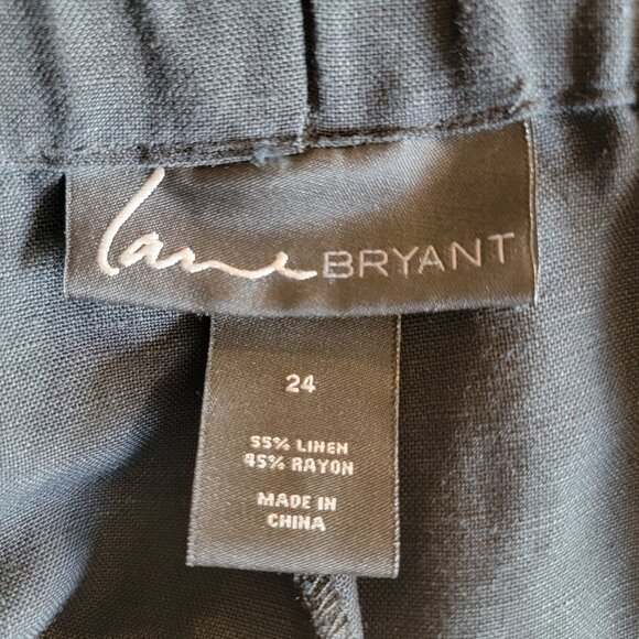 Lane Bryant Women 24 Plus Black Linen Ruffle Jacket Capri Pant Set Whimsigoth - Picture 4 of 6